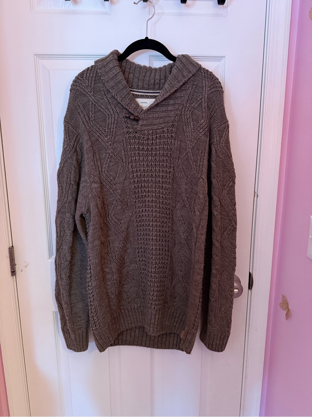 Weatherproof Men's Cable Knit Sweater - Brown